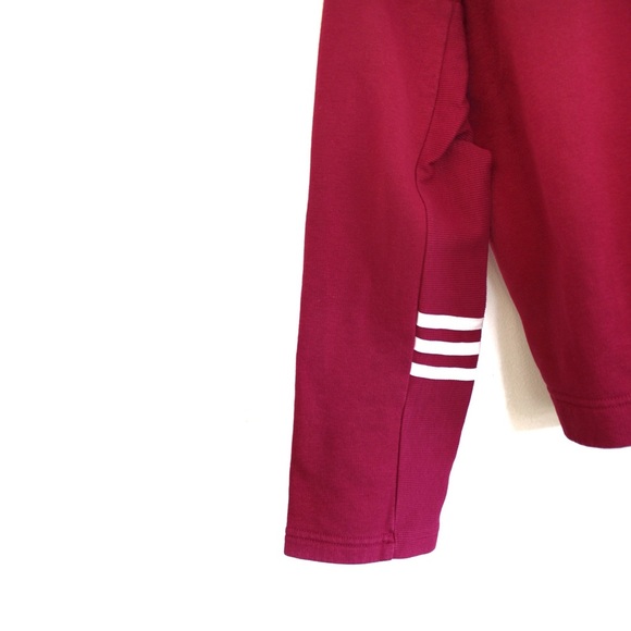 Adidas Oversized High Neck Cropped Maroon Red Sweater XS - Picture 7 of 9